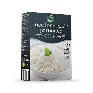COOP Dolgozrnati parboiled riž 4x120g Premium