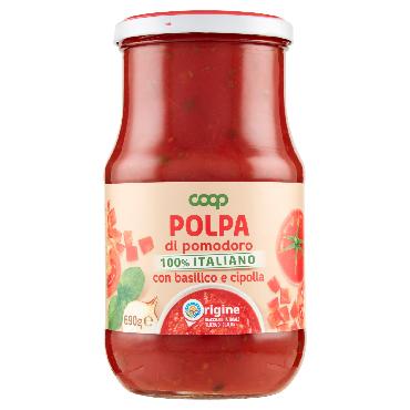 Paradižnikova mezga COOP z baziliko in čebulo 690 g Italija